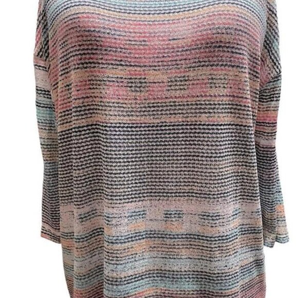 NWT HARPER HOLLY STRIPED MULTI COLOR LOOSE FIT 3/4 SLEEVE TOP- Multiple Sizes - Picture 3 of 7